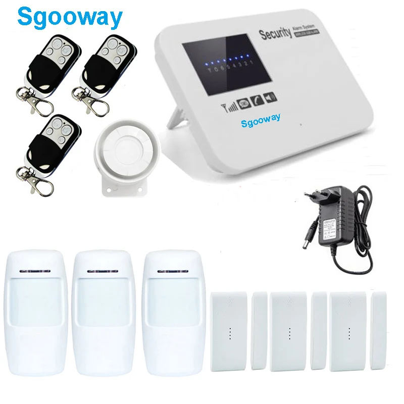Kit C Sgooway Беспроводная GSM сигнализация домашняя сигнализация s с извещателем Русский Английский Испанский Французский Голосовая Безопасность GSM сигнализация - Цвет: Kit C