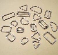 10pcs non welded rectangle triangle semicircle slide bar dee rings nickel plated d ring webbing