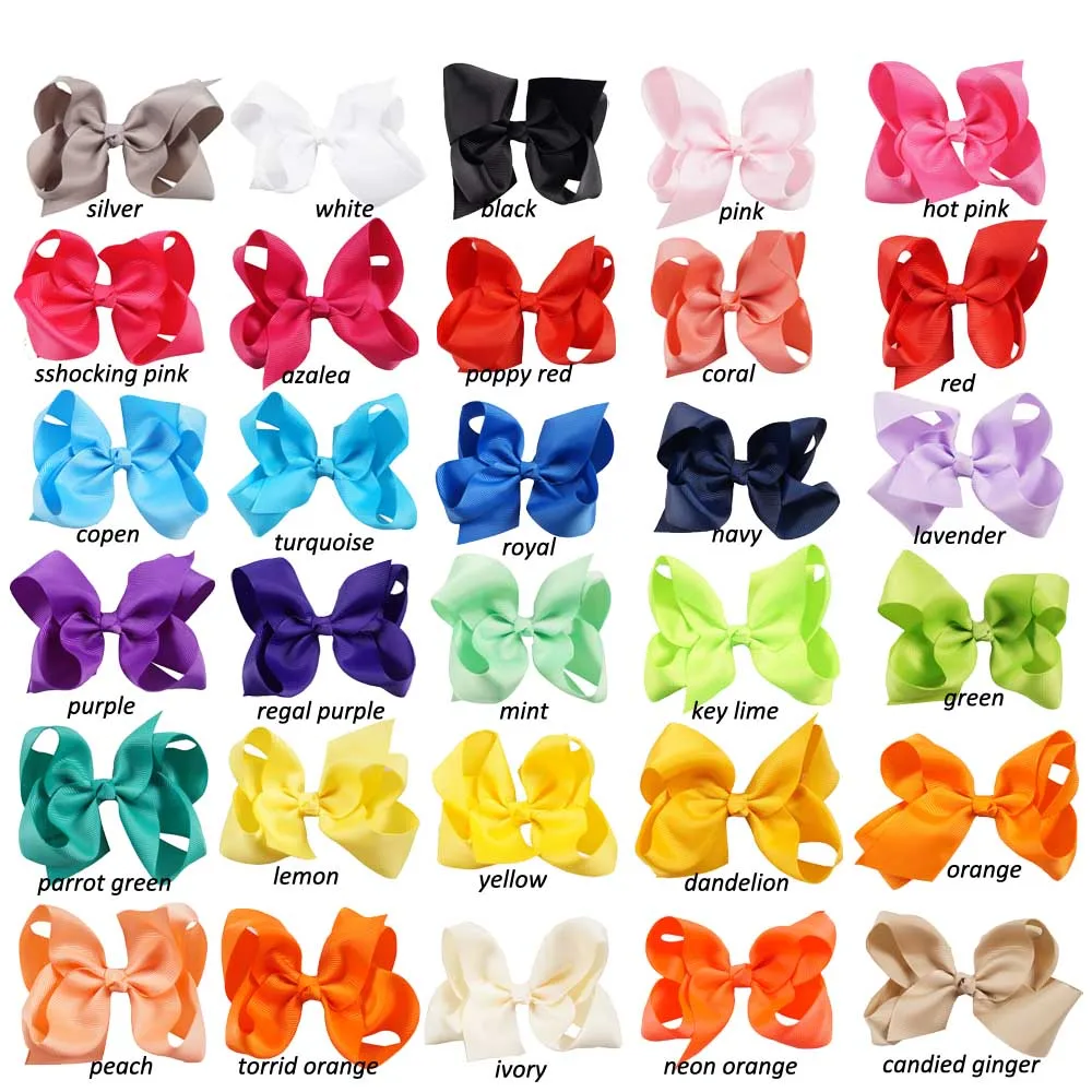

ncmama 2pcs/lot 4" Grosgrain Ribbon Hair Bows with Alligator Clips Girls Kids Solid Hairbows Hairgrips Hair Accessories