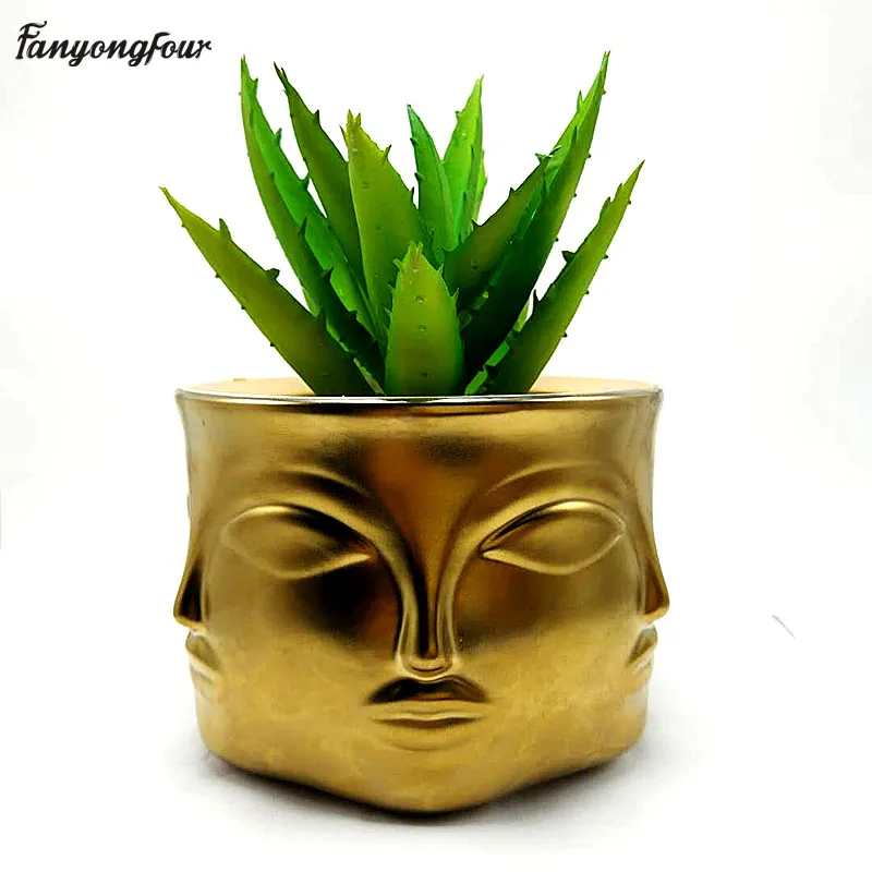 Креативная многогранная ваза для лица 3d Силиконовая форма комнатное растение