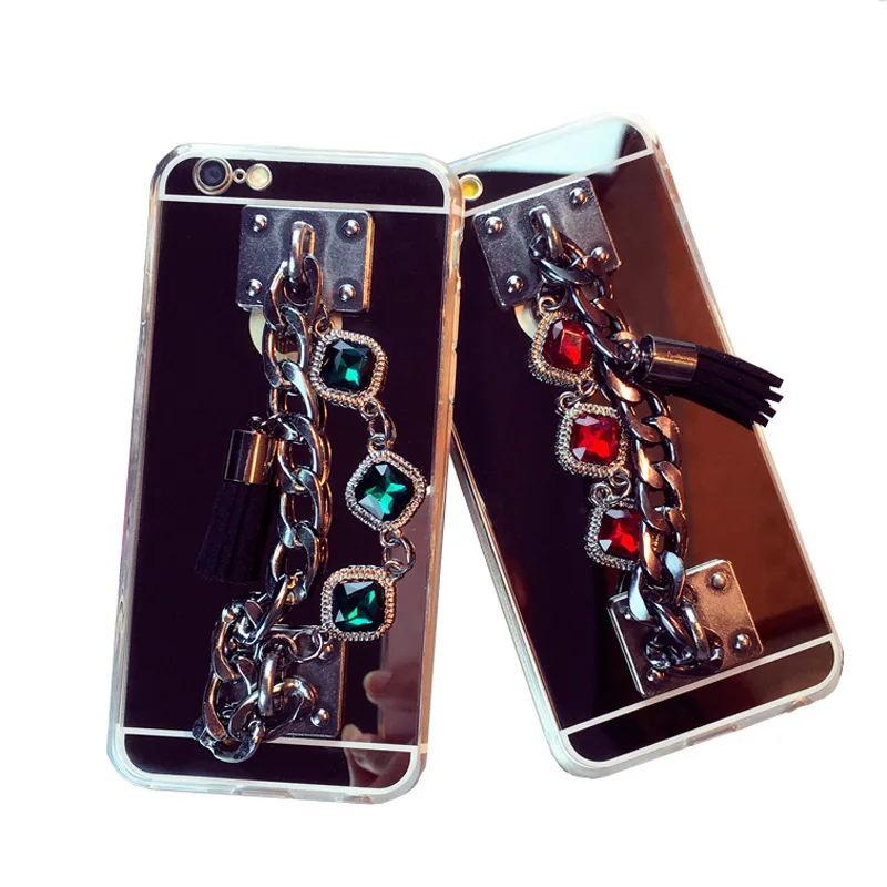 Fashion Diamond bracelet chain tassel mirror phone case cover For Xiaomi Redmi 6 8 note 4 4X 4A 5A note5A pro | Мобильные телефоны