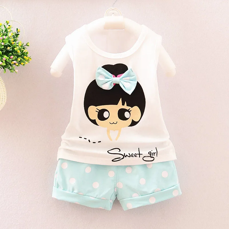

okoufen 2019 new baby girl clothes suit summer sleeveless girl t shirt children cotton vest girls suit kids clothing sets