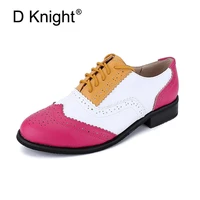 new womens natrual leather flat oxford shoes woman vintage round toe handmade sneakers mixed colors oxford shoes for women 2018