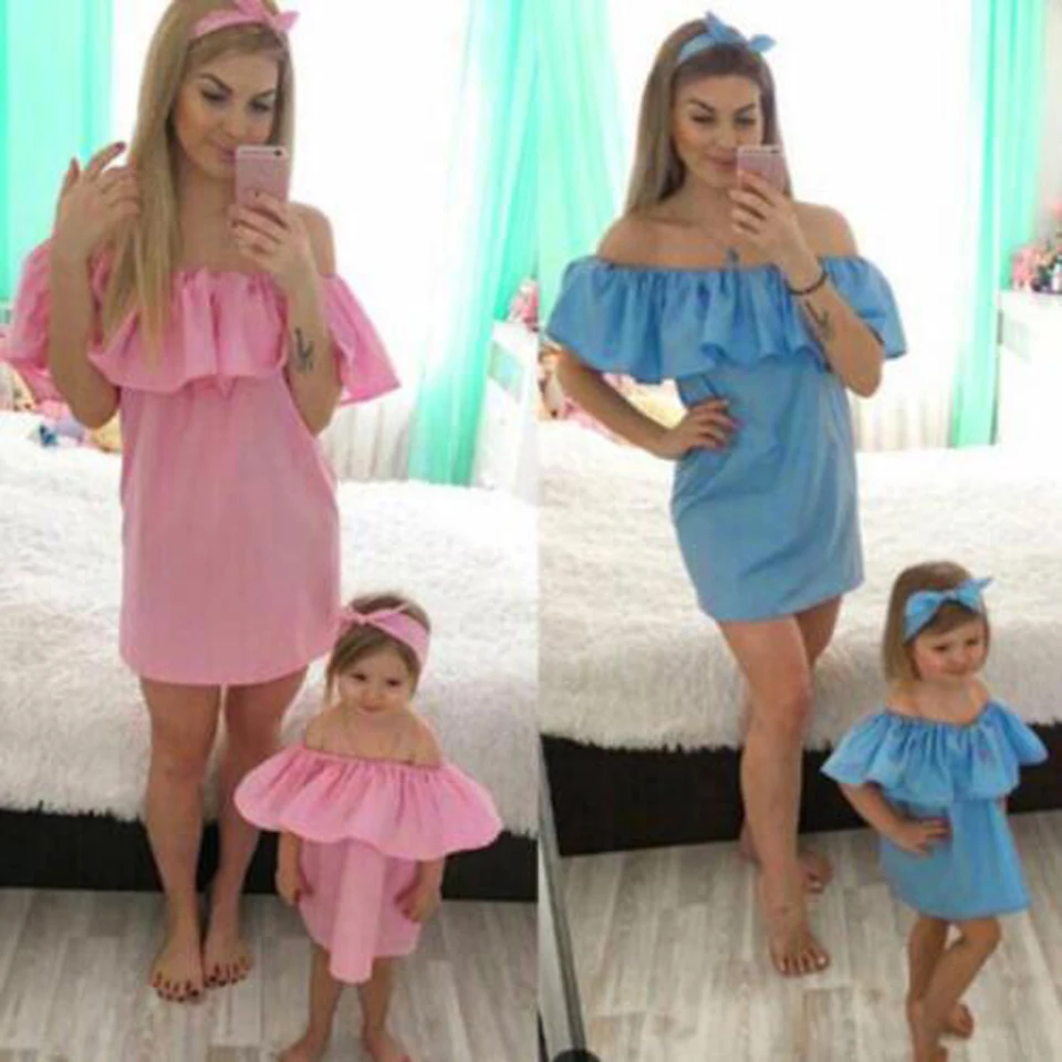 Одежда для мамы и дочки платья облегающая семейная одежда девочек семейный образ