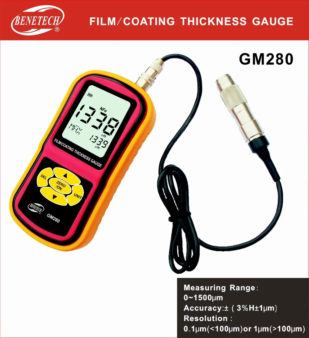 

Coating Gauge GM280 GM280F Genuine Benetech Film Thickness Gauge Measuring Range 0-1500um Car Paint Meter