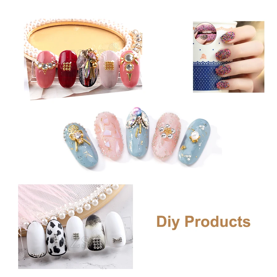 3D микро-бусины для ногтей серебристые и золотистые стеклянные бусины сумки