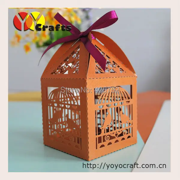 

love birds wholesale wedding favor gift box free logo with bronze color