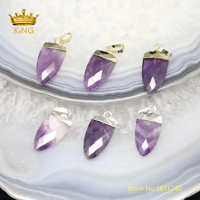 10 шт. натуральный пурпурный кварц граненые амулеты со стрелками модные ювелирные