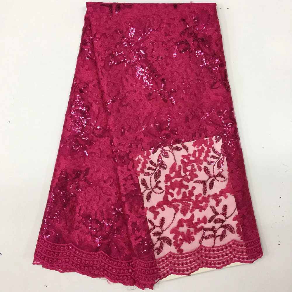 

FREE SHIPPING! African French Lace with sequins,Big French lace,African Lace fabric,embroidery lace for Sewing,5y/ LOT PF52 RED