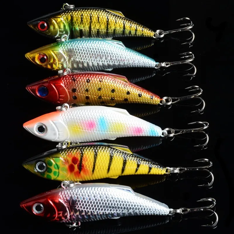 

6Pcs/Lot Hard VIB Lures 8cm/11.8g Fishing Bait Treble Hooks Sinking Wobblers Crankbait Boat Sea Fishing Lure Tackle