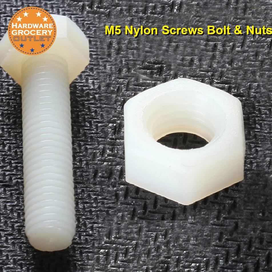 

White M5x15mm,20mm,25mm,30mm Stand-off Nylon Screws Bolt & Nuts Set Kit Box Plastic Accessories Assortment Kit-50PCS