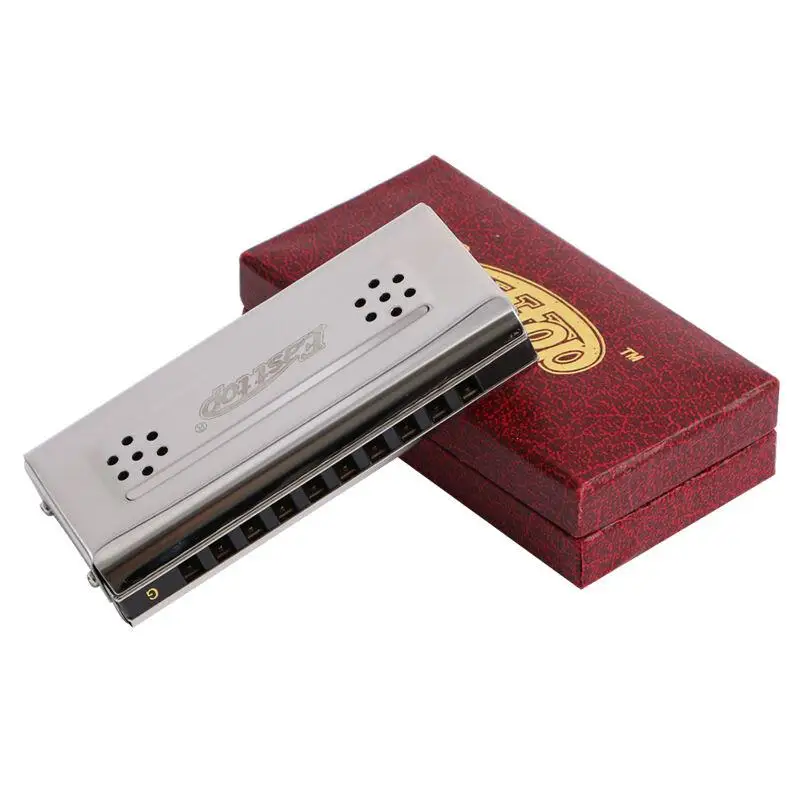 Easttop Harmonica 10 Holes Blues Harp Both Sides Key of C & G Copper reed stainless steel Cover plate mouth organ  instruments