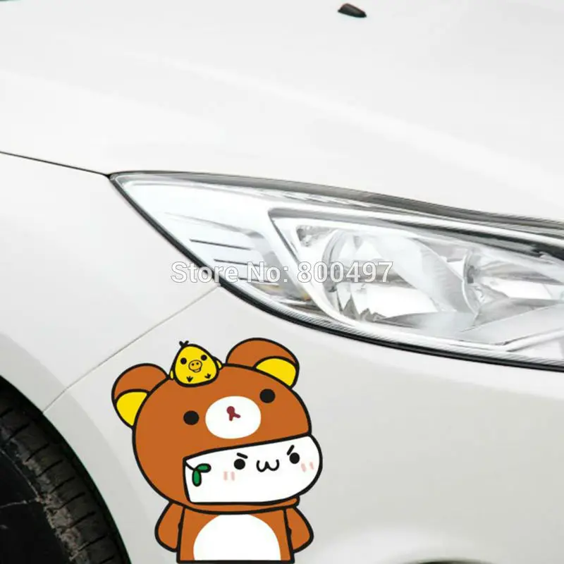 Новый дизайн мультфильм милый медведь Rilakkuma автомобильные наклейки для Tesla VW Toyota