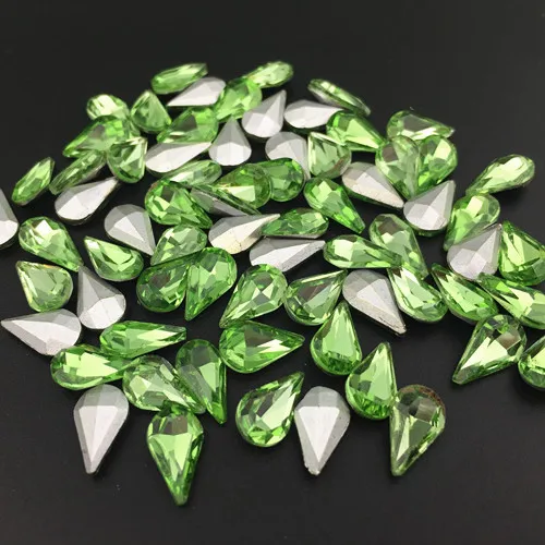 peridot Glass Crystal Pear 5*8mm 6*10mm 8*13mm nice colors Waterdrop water drop teardrop shape Glue on rhinestone beads nailart diy trim - Цвет: peridot