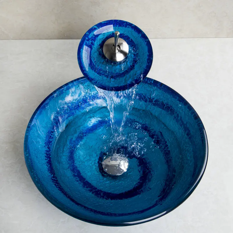 Kemaidi Mavi Guzellik Damar Vanity El Boyama Havzasi Lavabo Tezgahi Kase Gemi Temperli Cam Lavabo Bataryasi Seti 28 Off