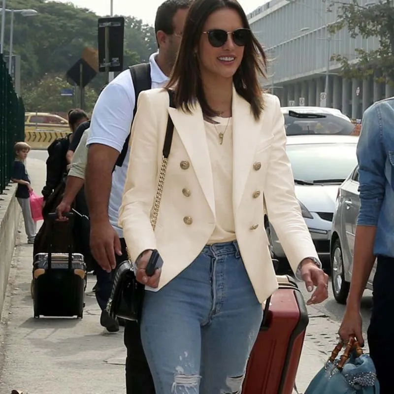 Женская двубортная куртка на пуговицах модельная Дизайнерская с золотыми