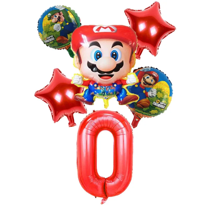 balloon 6pcs 1 компл. Super Mario Bros бумажные тематические флаги вечерние украшения для детей первый день рождения для мальчиков и девочек вечерние бумажные баннеры - Цвет: balloon 6pcs