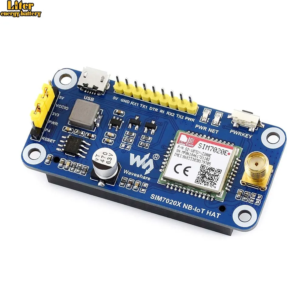 Шляпа NB-IoT для Raspberry Pi на основе SIM7020E B1/B3/B5/B8/B20/B28 полос Европы Азии Африки Австралии