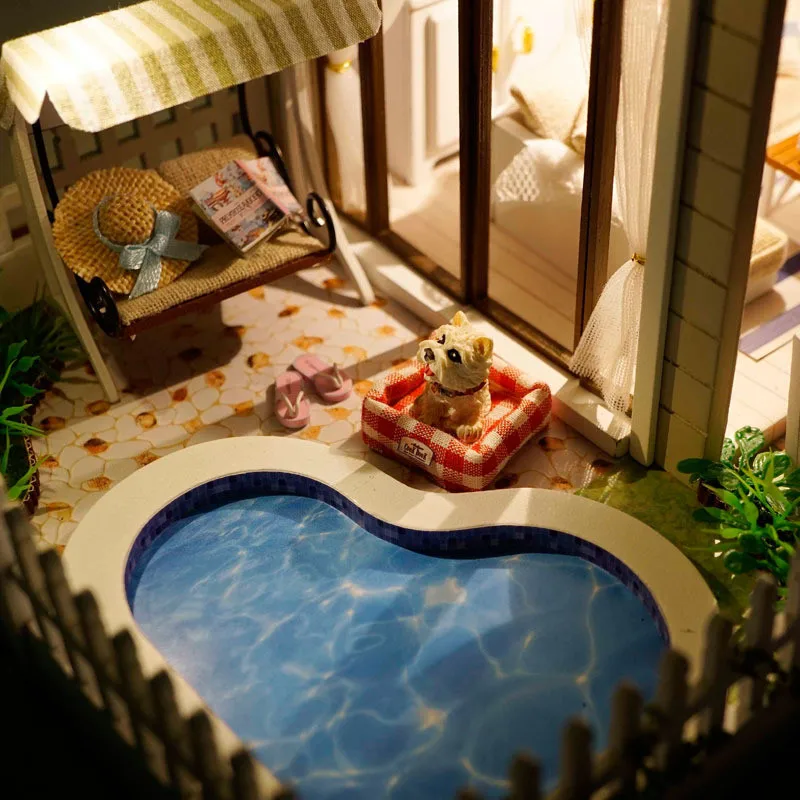 Сборный набор миниатюрных моделей сделай сам деревянный кукольный дом с вилкой в