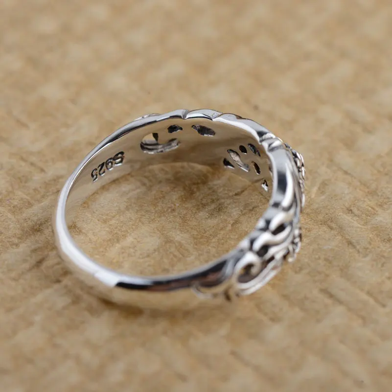 Женское Винтажное кольцо FNJ 925 пробы Серебряное с цветком розы S925|thai silver ring|rose flower