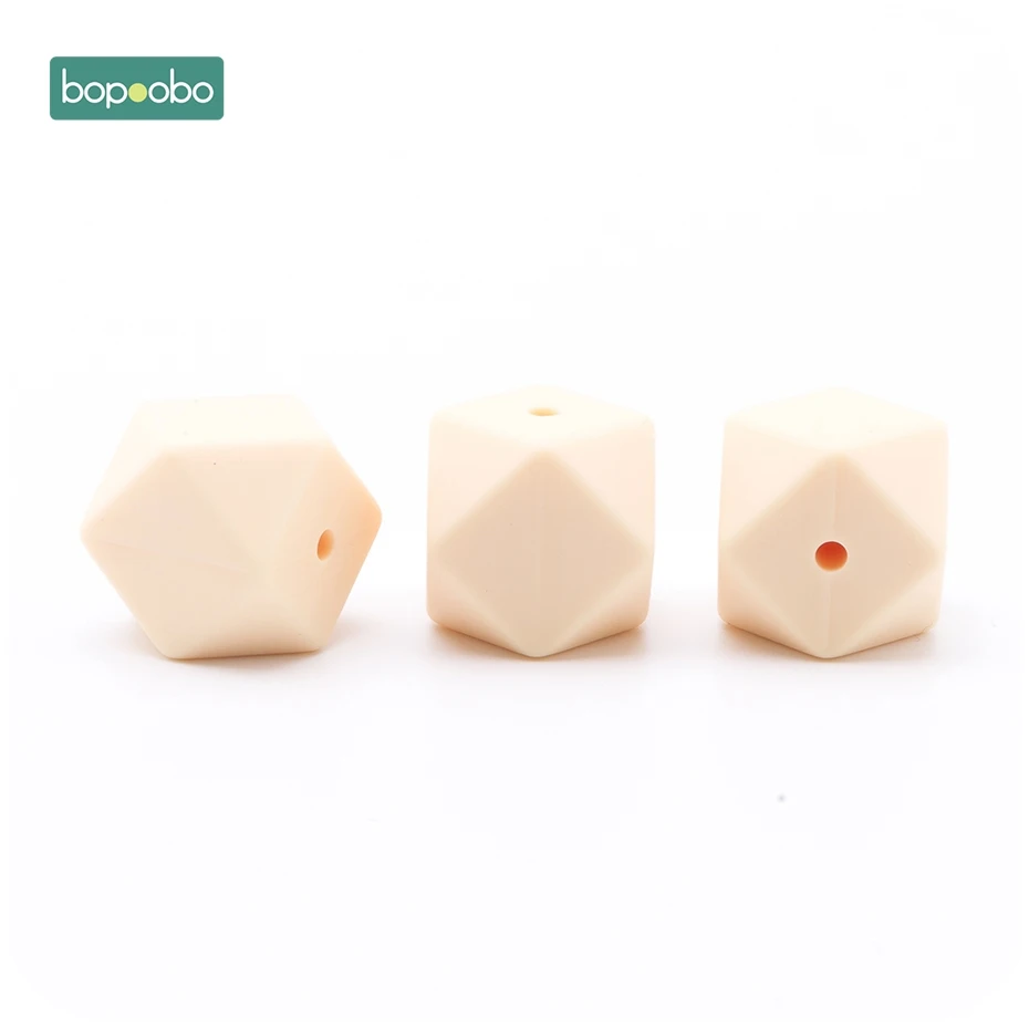 Cream Bopoobo 17 мм силиконовые бусины для кормления аксессуары 10 шт. красочные силиконовые шестигранные бусины Монтессори игрушки Детские принадлежности для кормления - Цвет: Cream