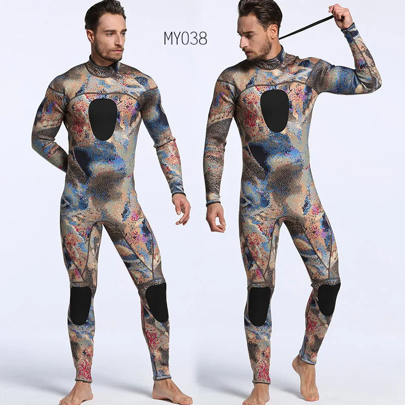 

3mm Camouflage Conjoined Submersible Suit For Warm Chloroprene Rubber Submersible Men's Waterproof Diving Suit Size S-XXXL
