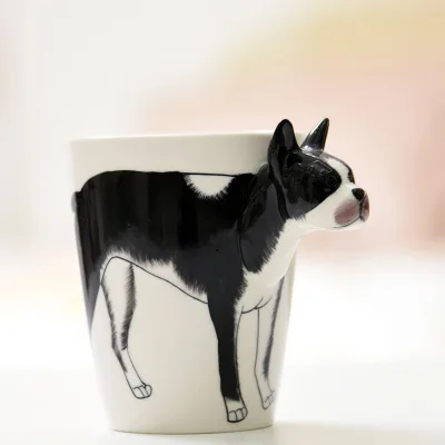 the boston terrie CAKEHOUD, креативная 3D матовая керамическая кофейная чашка в виде животного, набор, 400 мл, чашка для молока, сока, лимона, чая, для дома, офиса, для напитков, уникальные подарки - Цвет: the boston terrie