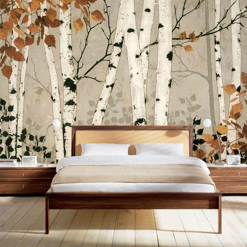 

Tuya Art Custom wallpaper vintage trees mural for livingroom and bedroom background decoration free shipment