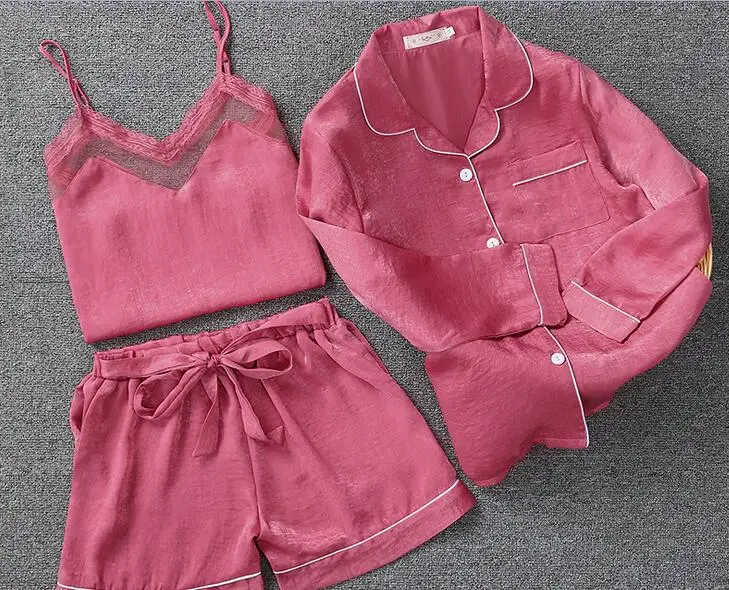 N Летняя женская шелковая пижама с принтом снега и лотоса удобный комплект из 3