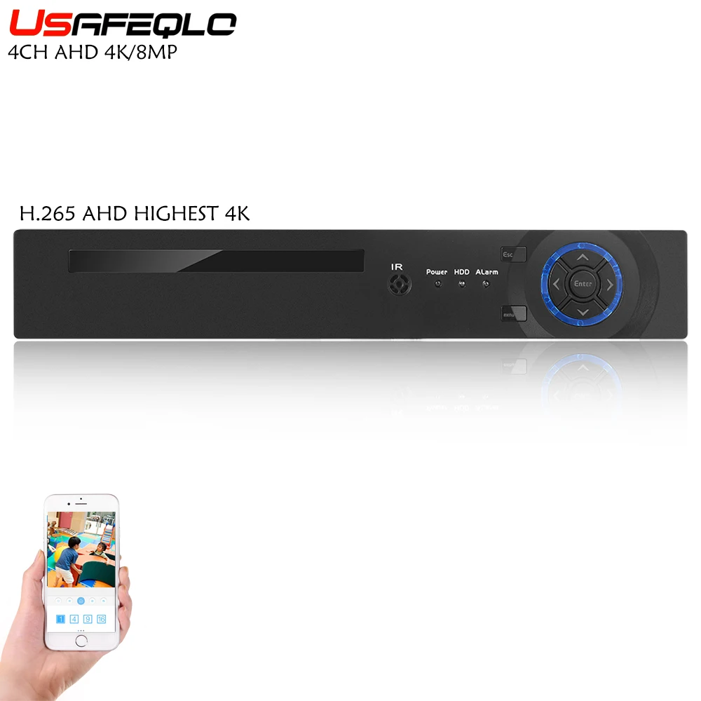 USAFEQLO CCTV Гибридный AHD DVR 4 K/8MP видео регистратор 4CH 4K IP 8MP 5MP 4MP 3MP XMEYE Поддержка 3G