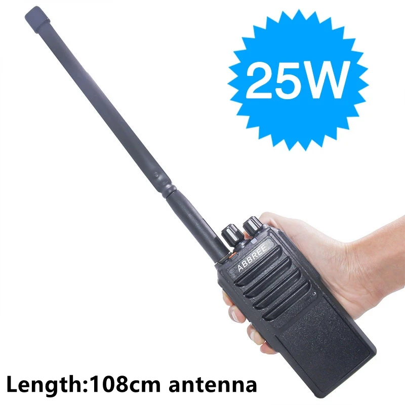 black 108cm Antenna Abbree AR-25W рация 4000 мАч батарея UHF 400-480 МГц выходная мощность 25 Вт 10 Вт 5 Вт 10 км Диапазон+ тактическая антенна двухстороннее радио - Цвет: black 108cm Antenna