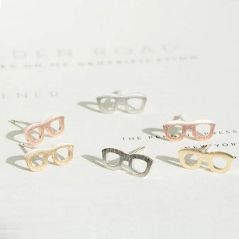 Модные Позолоченные Серебряные серьги гвоздики для очков подростков|fashion stud