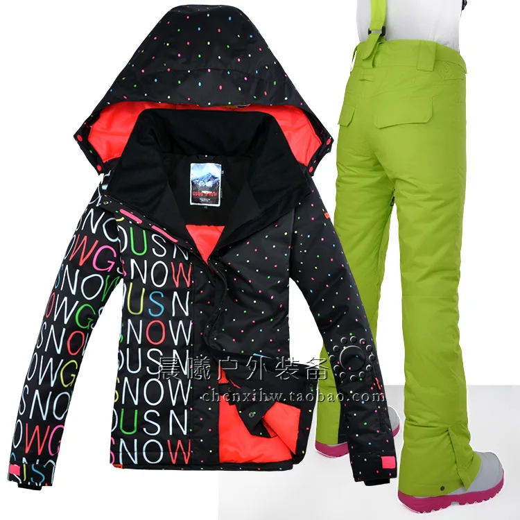 Женский лыжный костюм s GSOU ветрозащитная водонепроницаемая куртка и штаны для