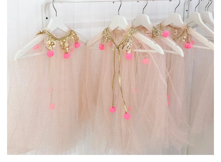 ONE SIZE Seaside Cloak Star Girl Princess Fairy Sequins Ball Mesh Thin Birthday | Детская одежда и обувь