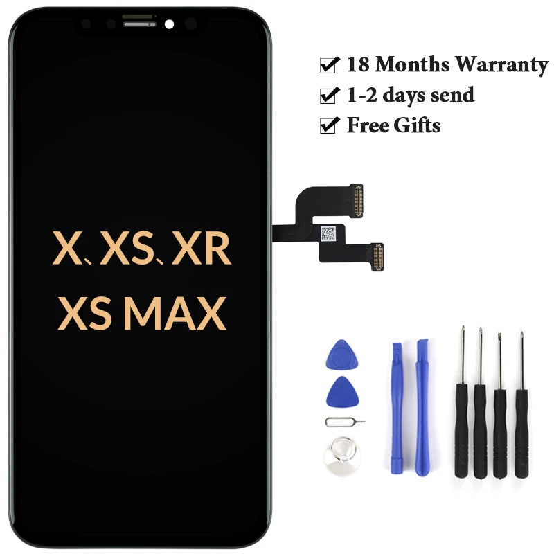 Для iPhone X XS MAX XR ЖК-дисплей сенсорный дигитайзер для сборки мобильного телефона замена тест без битых пикселей лучшее качество