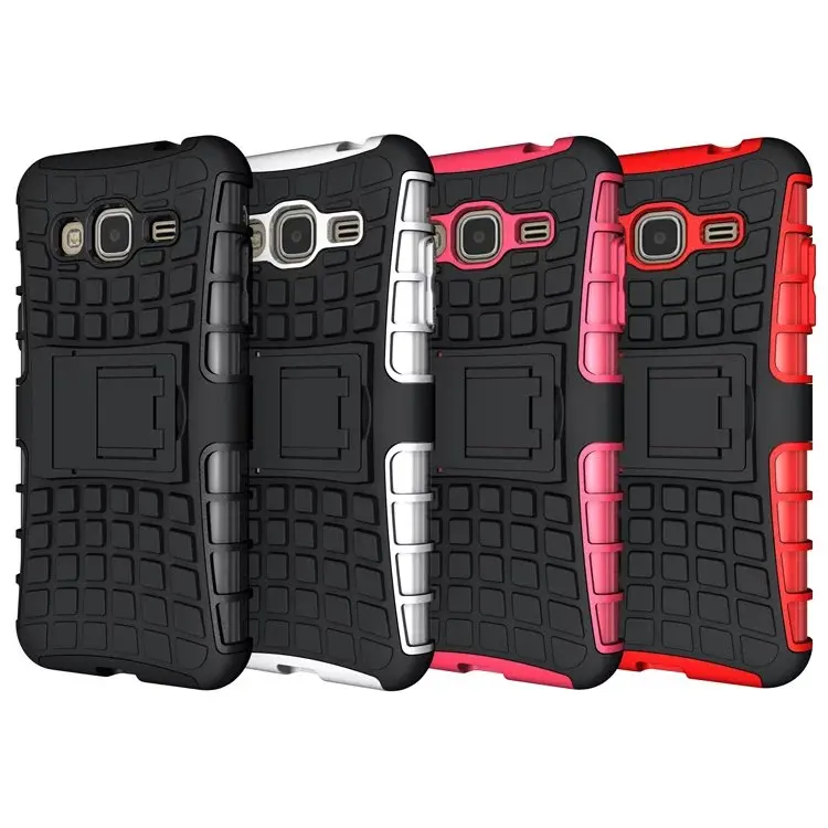 

50pcs/lot Free Shipping New Hybrid Kickstand Rugged Rubber Armor Hard PC+TPU 2 In 1 Case Stand For Samsung Galaxy J3 2016 J320