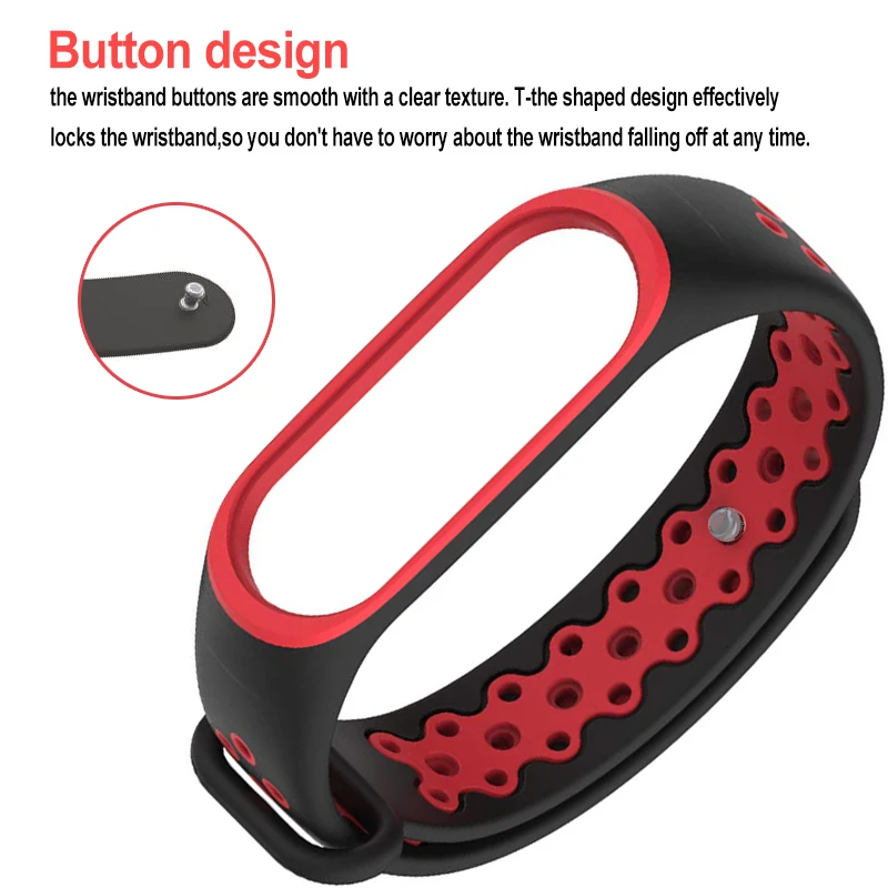 Спортивный ремешок на запястье для Xiaomi Mi band 3 4 силиконовый браслет Band3 Band
