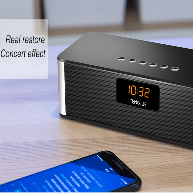 Беспроводной bluetooth динамик будильник с пультом дистанционного управления FM