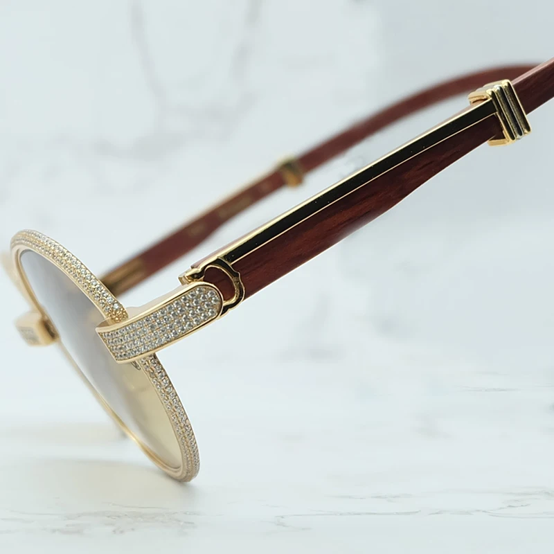 Ретро полными бриллиантами солнцезащитные очки украшение Буффало рога мужские