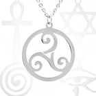 Смешанный религиозный символ Triskele, кельтский узел, Звезда Давида, Анкх, крест, глаз хора, Иисус, тризун, лабуру, ожерелье из нержавеющей стали Хамса