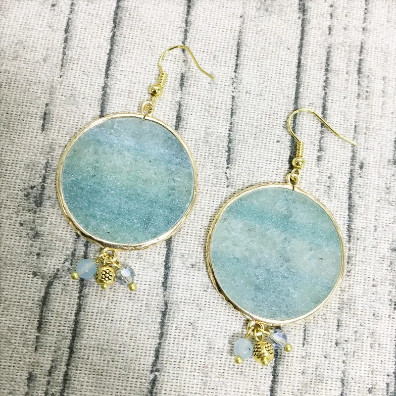 Женские Висячие серьги Природный Амазонит богемные дизайнерские Роскошные