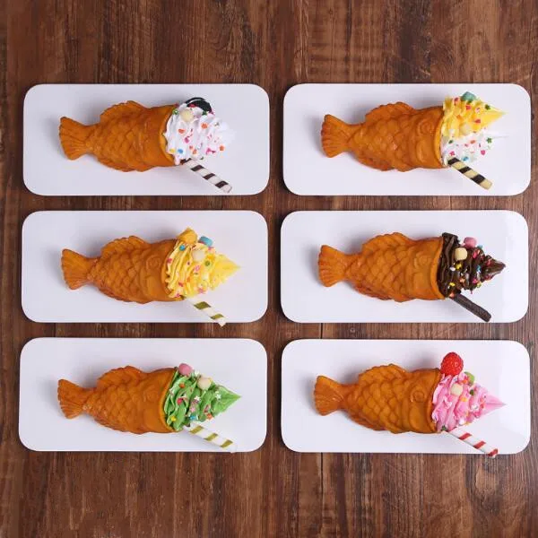 Имитация мороженого рыбы Taiyaki модель еды Искусственная рыба вафельный образец