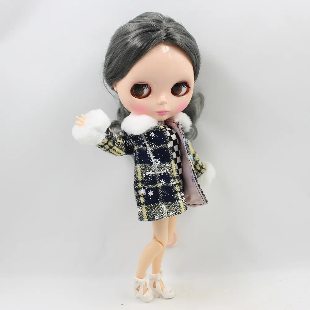 Одежда для Blyth 1/6 Кукольное клетчатое зимнее пальто плюшевое розовое и желтое ICY Licca Body Neo