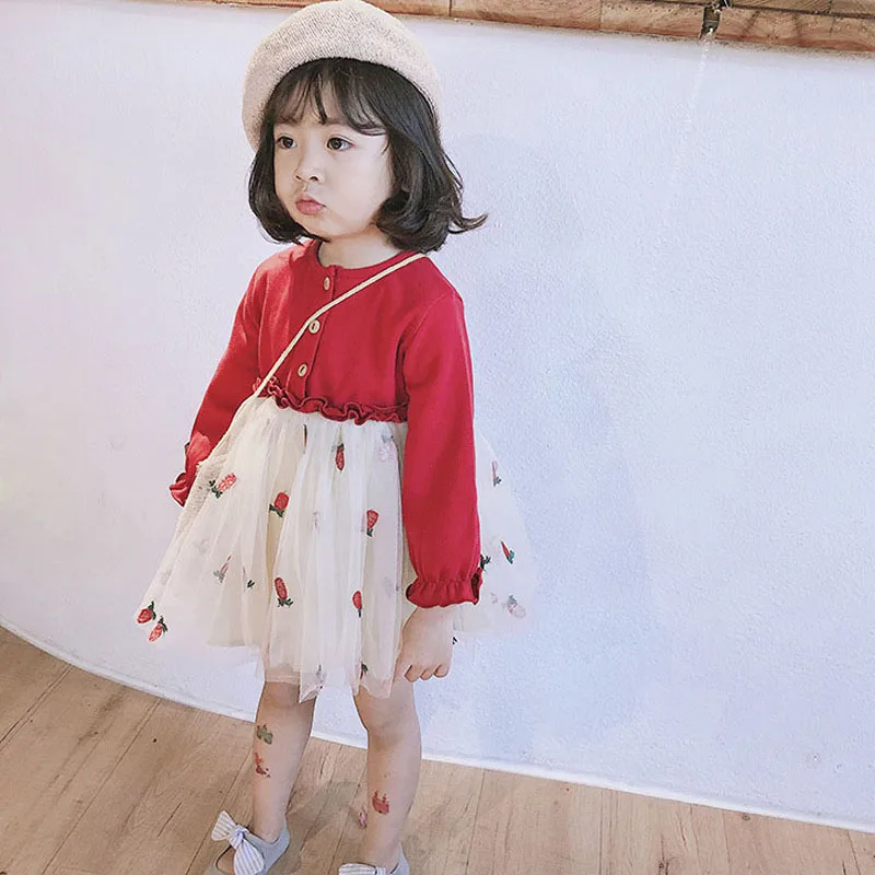 2019 весеннее платье для маленьких девочек хлопковое детское с длинными рукавами
