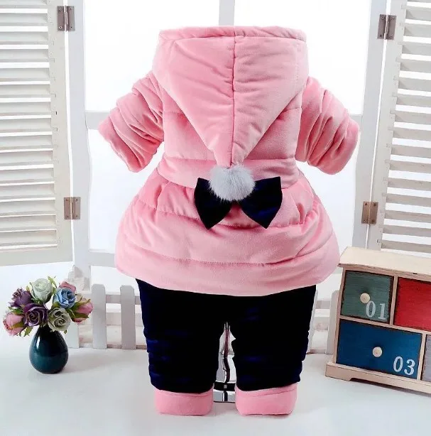 Новинка 2017 года зимние комплекты одежды для маленьких девочек утепленное пальто