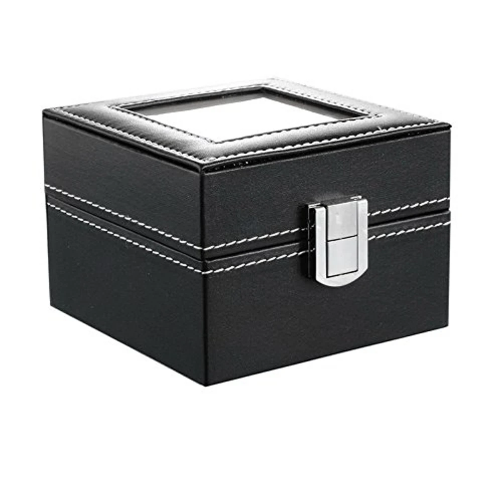 SZanbana Watch Box Small 2 мужские черные кожаные стеклянные часы с съемными элементами