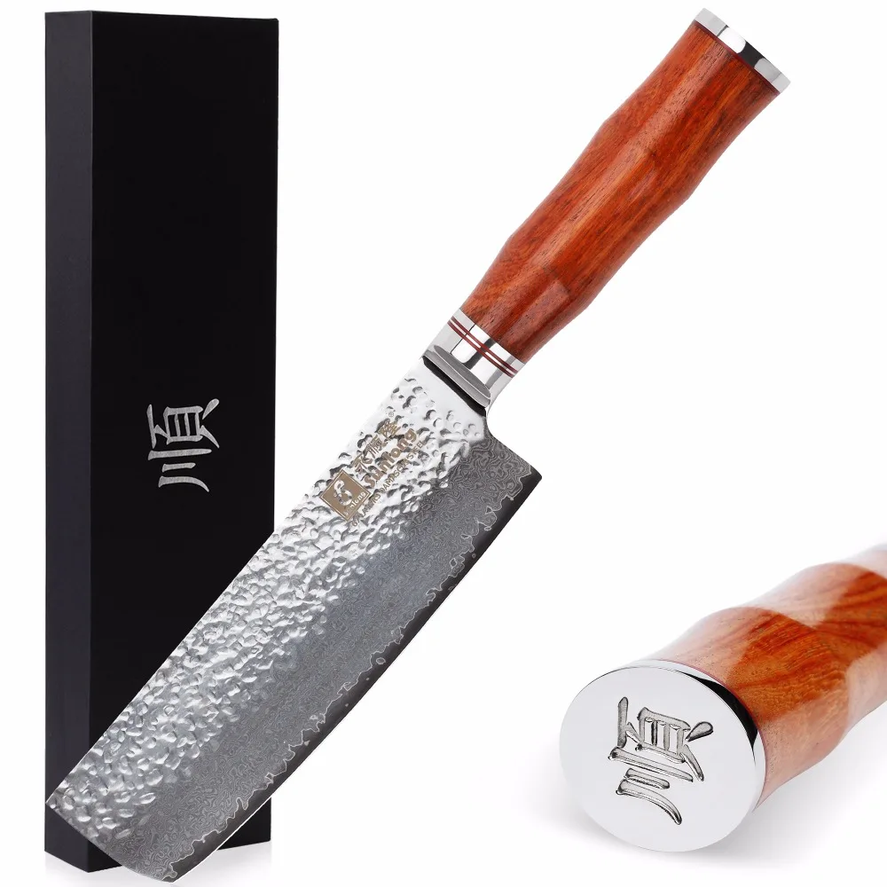 Японская ручка из дамасской стали Sunlong Nakiri 6 5 дюйма Usuba VG10 67 слоев натурального