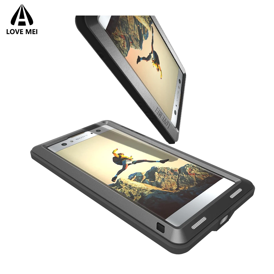 Чехол бренда Love Mei для Sony Xperia XA2 Ultra Metal Shockproof Phone Cover Anti-Fall Rugged Armor.