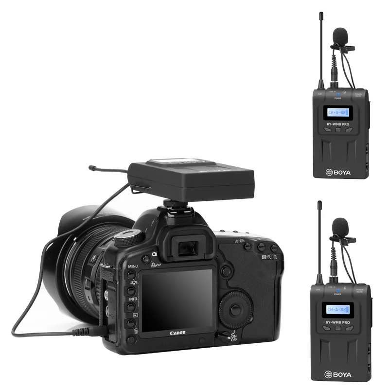 Оригинальный BOYA BY-WM8 UHF Двухканальный беспроводной микрофон Lavalier система для