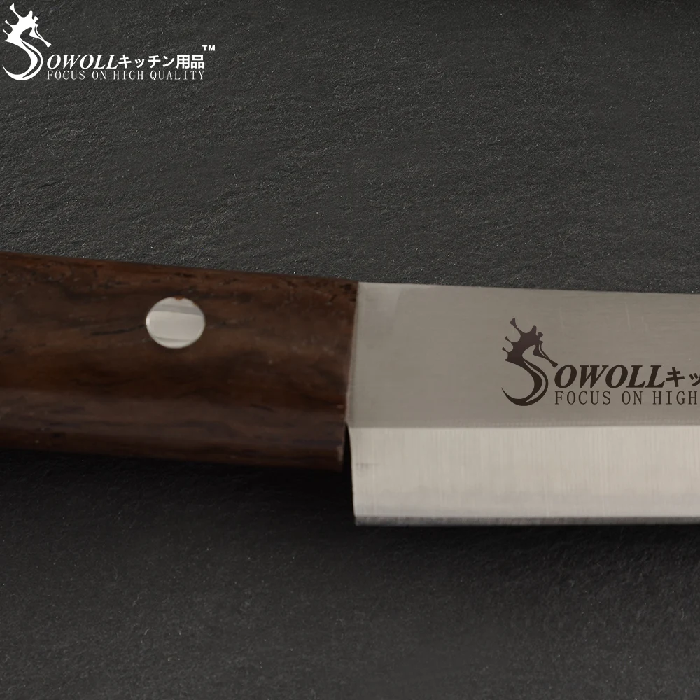 Sowoll Кухня Нержавеющая сталь Ножи высокое углеродный острый нож Цвет деревянной ручкой сашими Ножи мясо суши рыба левой и правой руки